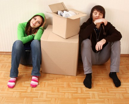 Packed boxes and furniture ready for local removals