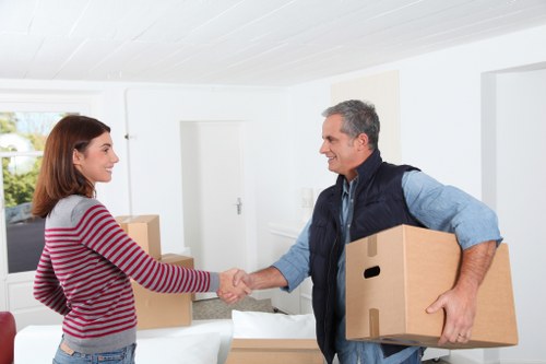 Professional movers working around access and parking in Elmstead