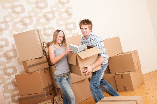 Packed boxes and careful loading for removals in Elmstead
