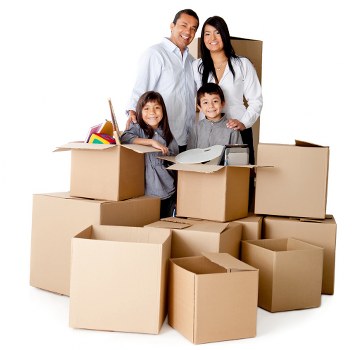 Packing boxes and furniture for an Elmstead house move